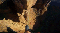 Slackline walking over canyon