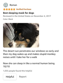 Sleep Mask review on Amazon