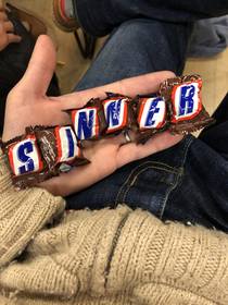 Snickers letting us know were all deplorable