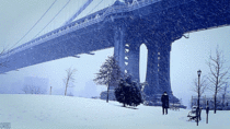 Snowy Manhattan bridge