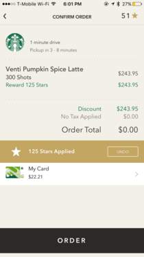 So apparently Starbucks doesnt limit reward drinks