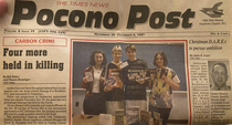 So back in middle school my mom was proud of me being in the paper for a donation drive I found the article in my memory box solid juxtaposition of the title next to our picture The only crime in this photo is my tweety shirt and that hair cut