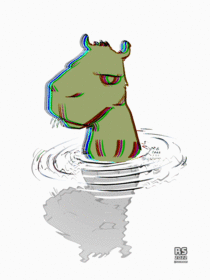 so here is a Capybara gif I ilustrated recently Im happy that I was able to make a version of it as a sticker searchable in giphy