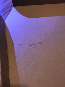 So I asked the Dominos guy to write a funny joke in the pizza box on the special description and got this