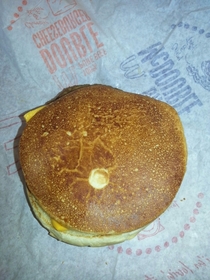 So I got a Mcdouble and instead of a bun on the bottom they put a pancake