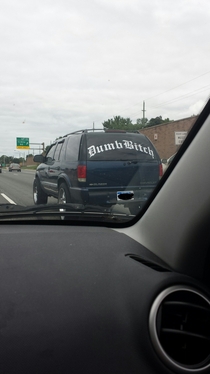 So I was driving behind this dumb bitch today