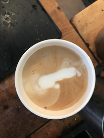 So Ive worked as a barista for the last month or so really been trying to figure out latte art Thought Id share my first success here 