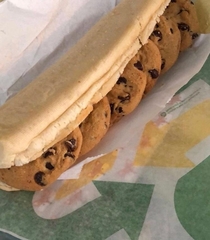 So my friend and I went into subway and asked for a Cookie Sandwichthey were confused but they delivered