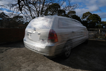 So my neighbours friends shrinkwrapped his car last night it was also full of balloons