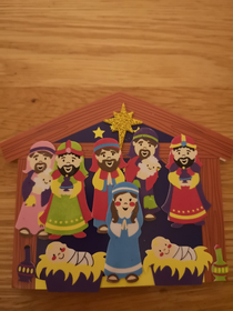 So my son made a Nativity Christmas card