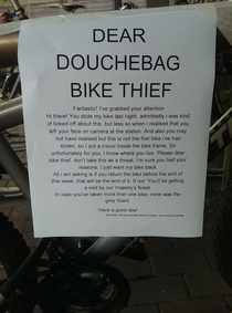 So someone stole my bike last night