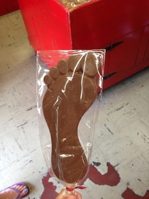 So this candy store advertised one foot of chocolate for  cents