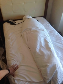 So this is how my friend left the bed in our hotel room