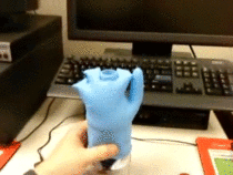 Soda bottle and latex glove make for a useful invention