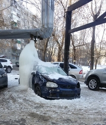 Somebody left a car under a leaking pipe