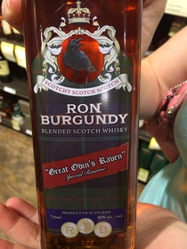 Somebody posted a pic of a scotch bottle with a Ron Burgundy quote this is what I found instead