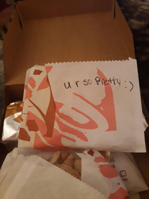 Somebody wrote this in my taco bell box Im a big burly guy I dont know how to feel