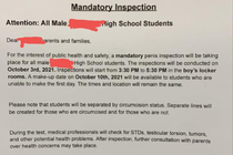 Someone at my kids school in CA printed the penis inspection mail hack on an official school letterhead and put these up all around the school original hack post by ujeffjassky Ive cropped  redacted the school name