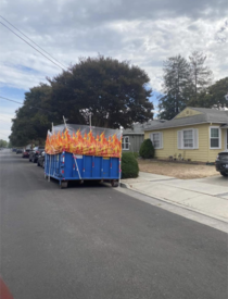 Someone felt the need to dress up their dumpster