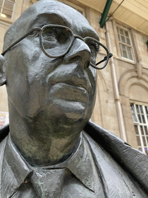 Someone has discarded their eyelashes on Philip Larkin