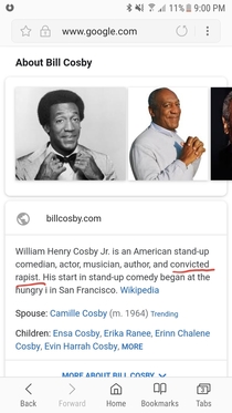 Someone has updated Wikipedia page about Bill Cosby