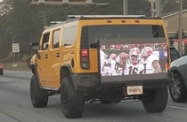Someone hooked a tv to their hummer and drove around Atlanta playing the SEC championship over and over