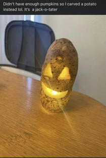 Someone on my friends list carved a spooky potato