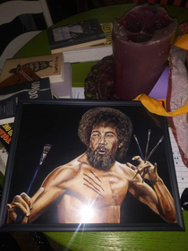 Someone painted Bob Ross like this