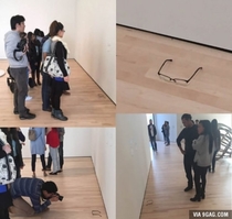 Someone put glasses on the floor of a museum and people thought it was art