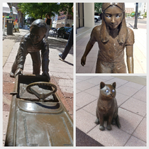 Someone put googly eyes on the statues by where I work