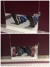 Someone put pants and shoes in the girls bathroom  work yesterday I took it as a great photo op