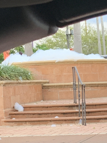 Someone put soap in the public fountain