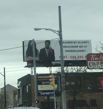 Someone put up this billboard making fun of all of the injury lawyers in Detroit
