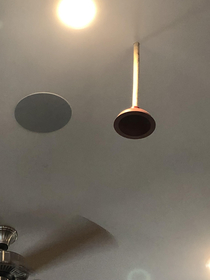 Someone stuck a plunger in the ceiling of my communitys gym