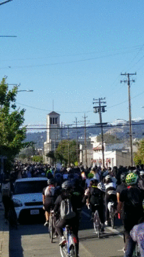 Somewhere around -k cyclists took over Oakland tonight in protest