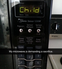 Soooooo my microwave is demanding sacrifices now