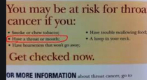 Sorry for bad quality it says if u have a throat or mouth