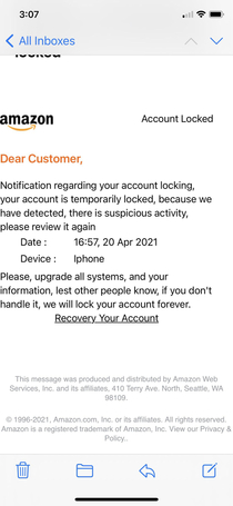 Sounds legit I better recovery my account least other people know