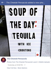 Soup of the day at a local club in Florida