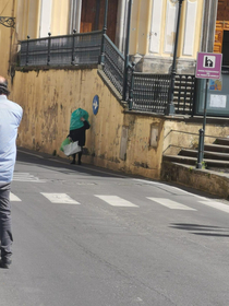 southern Italy spotted a woman taking the covid precautions to the next level