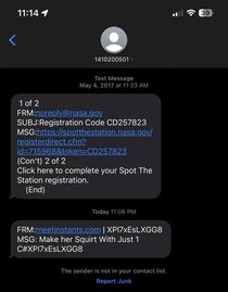 Spammer re-used an old fake number with a completely different angle