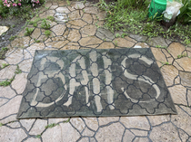 Spent the weekend power washing things and had a little fun making art Almost blends with the patio