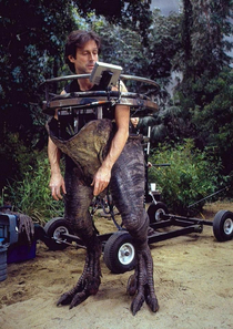 Spielberg disguised as one of his dinossaurs who was on maternity leave and couldnt be in that scene
