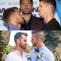 Spot the Difference- A pre-boxing match photo vs a Gay wedding