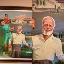 Spotted in a painting at the country club I work at Golf hides the pain well