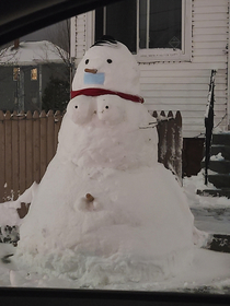 Spotted this trans snowman in my neighborhood