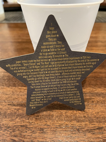 Star shaped coaster with a brewerys one star reviews