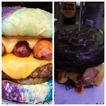 Star Wars themed burger with galaxy bun
