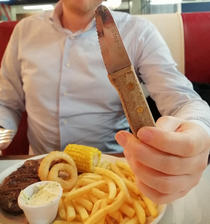 Steak knives after clearing security check at an Airport