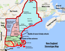 Stereotype map of New England and surrounding areas 